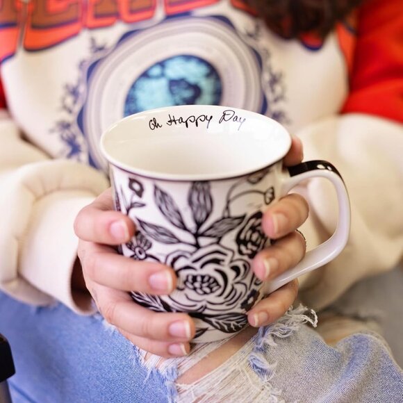 Gifts 14 oz Black and White Boho Mug Celestial - Cute Coffee and Tea Mug - Ceram - Picture 2 of 6